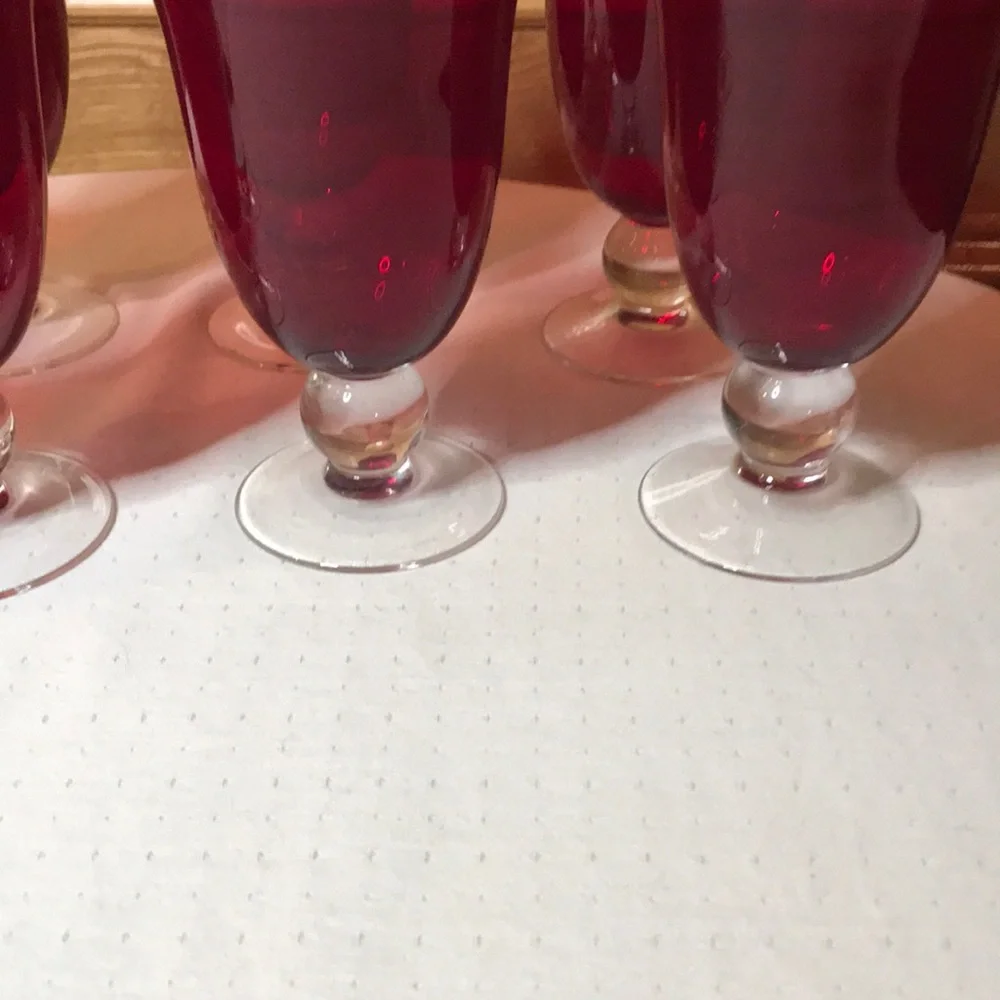 Lenox Holiday Gems Ruby Red Wine/Water Goblets - Set of 8 Vintage